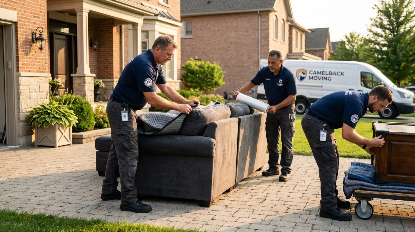 Large estate moving crew wrapping furniture in Cheswold, DE